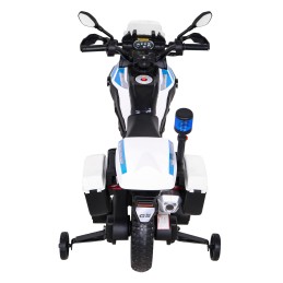 Motor Policyjny BMW F850 GS na akumulator dla dzieci + Kółka pomocnicze + Syrena + Światła + 2 Kufry + Wolny Start