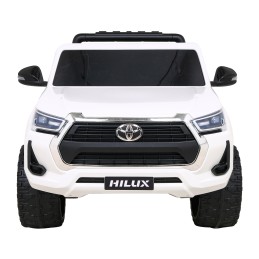 Toyota Hilux na akumulator dla dzieci Biały Pickup + Napęd 4x4 + Pilot + 2 bagażniki